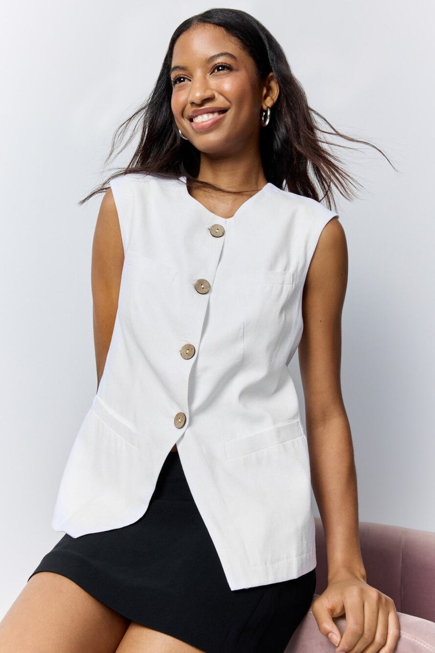 Ellen Tracy Vest Shirt With Pockets - Sz XS